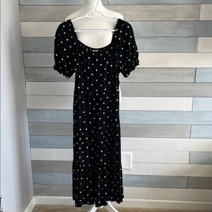 J. Crew Black and White Polka Dot Midi Dress